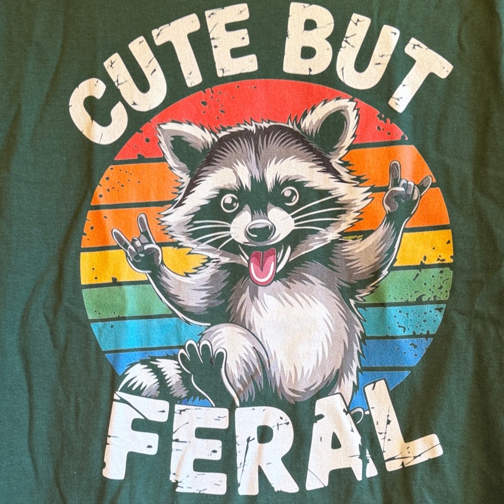 Port and Company Green Raccoon Graphic Tee